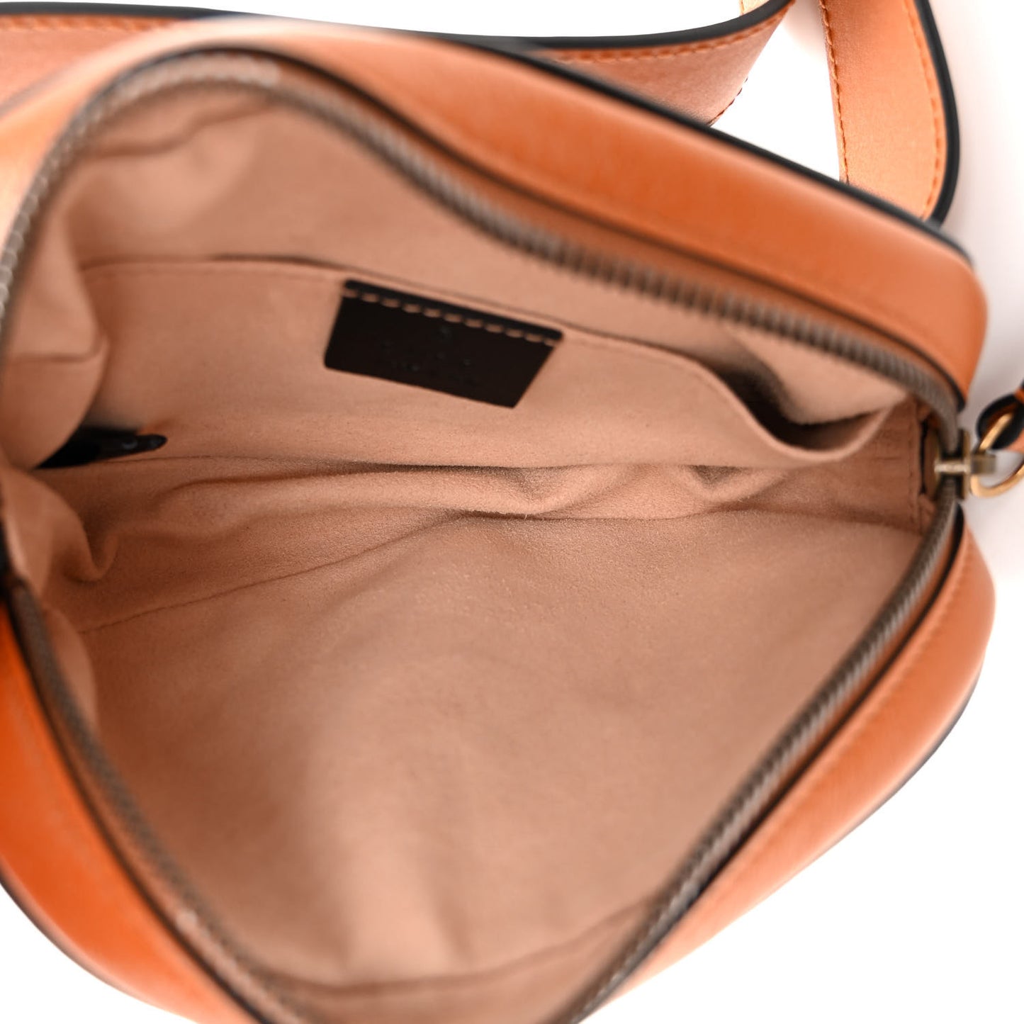 Vintage Effect Calfskin Matelasse Diagonal Torchon GG Marmont Belt Bag 85 34 Cognac