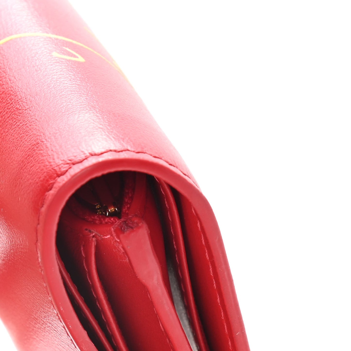 Calfskin Script Mini Loubigaga Wallet Red