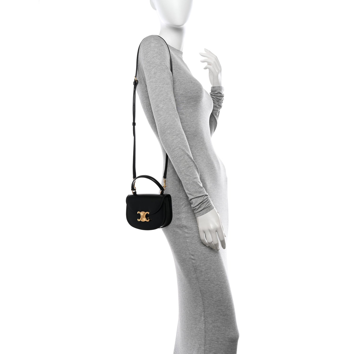 Celine Shiny Calfskin Triomphe Mini Besace Clea Black 3 of 11