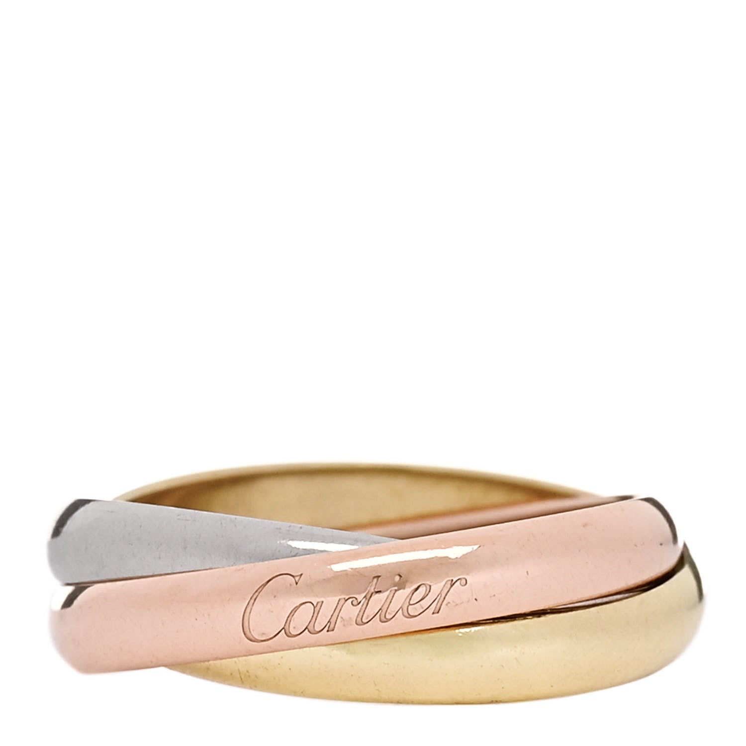 Cartier 18K Pink Yellow White Gold Small Trinity Ring 53 6.25 1 of 5