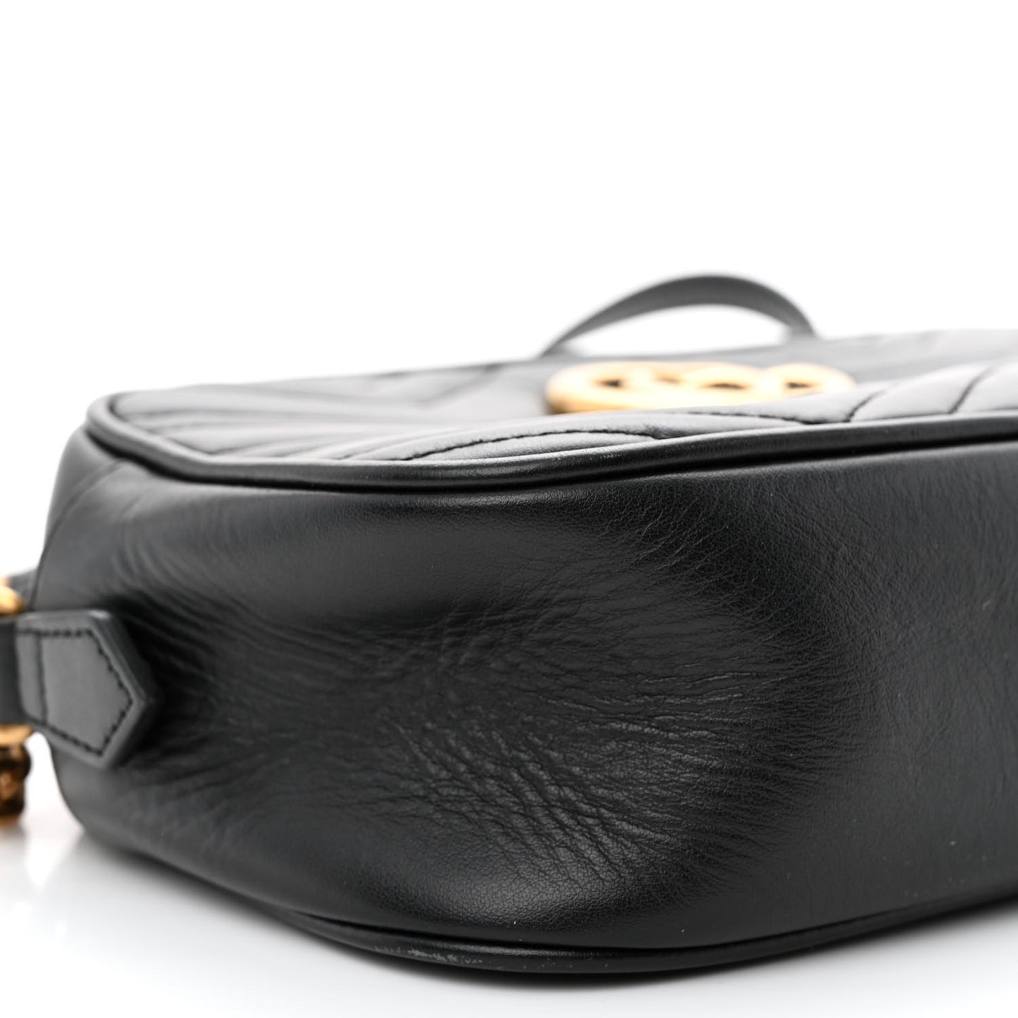 Calfskin Matelasse Small GG Marmont Chain Shoulder Bag Black