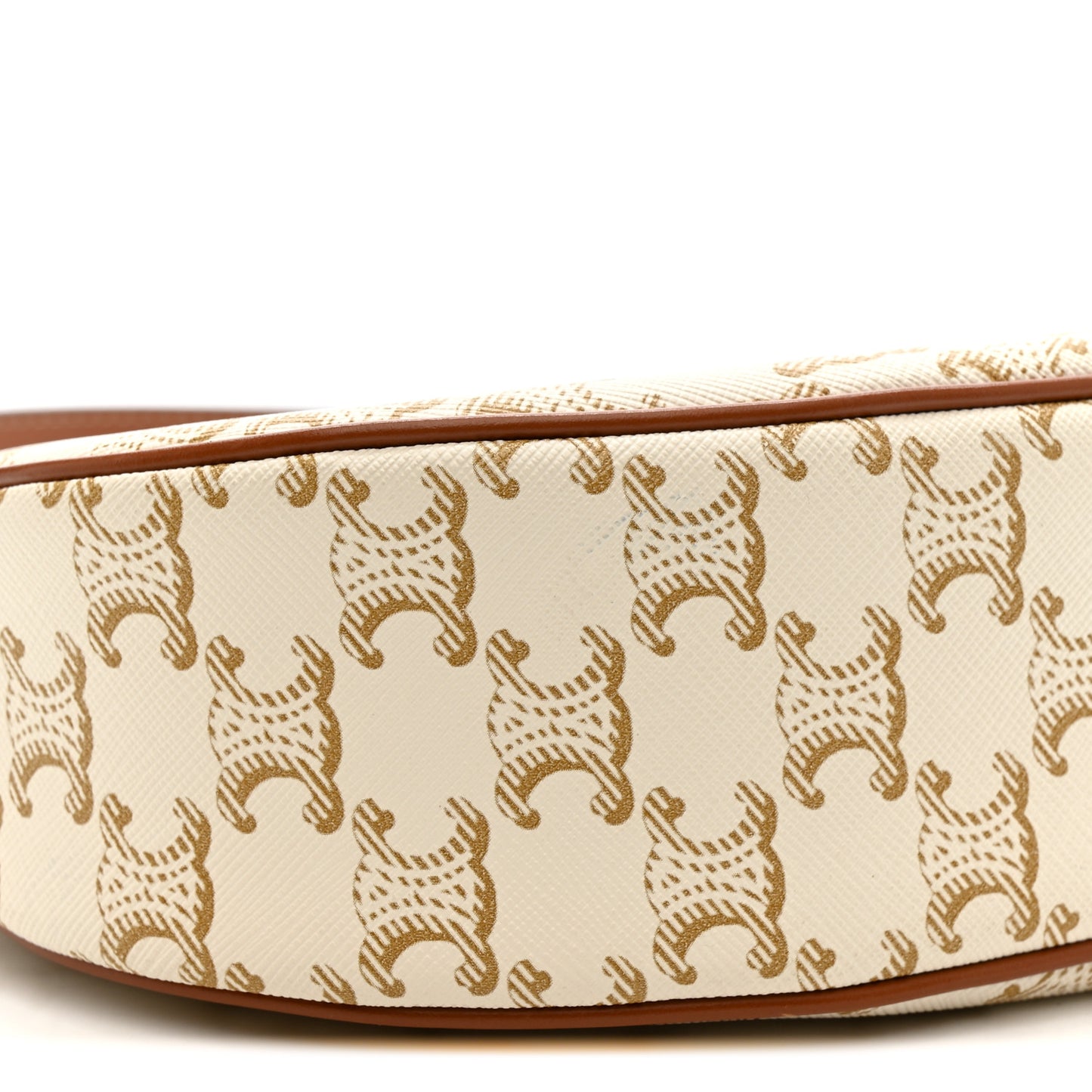 Canvas Calfskin Ava Triomphe Shoulder Bag White