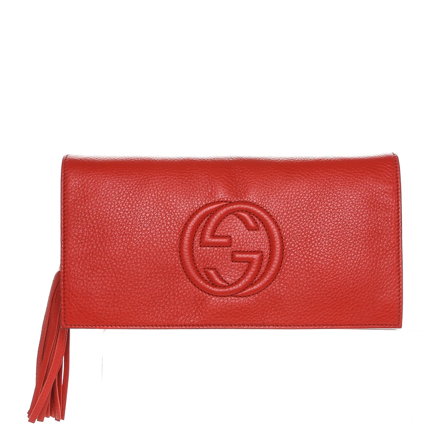 Pebbled Calfskin Medium Soho Clutch Red