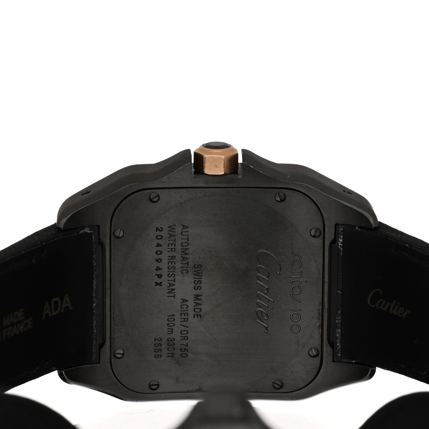 DLC Stainless Steel 18K Pink Gold Fabric 38mm Santos Automatic Watch Black