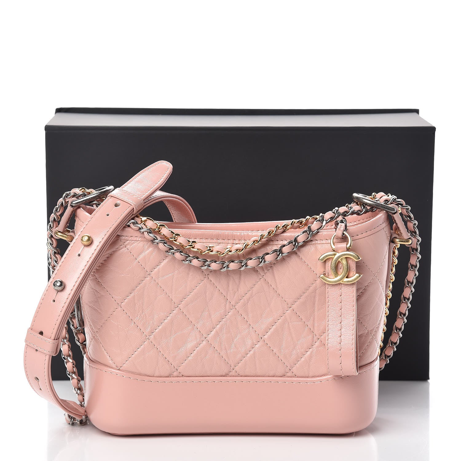 Chanel Aged Calfskin Quilted Small Gabrielle Hobo Pink 11 of 11