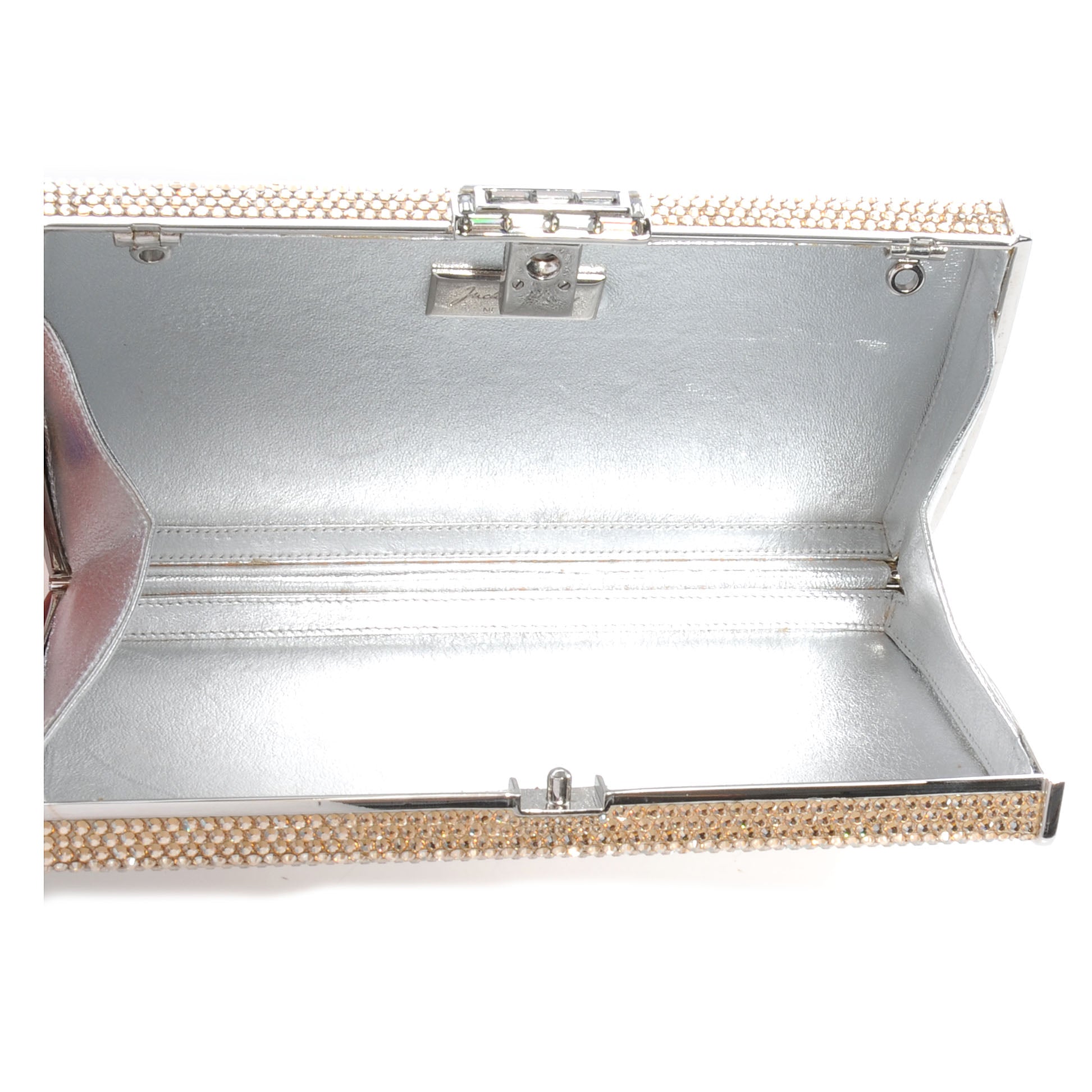 Judith Leiber Swarovski Crystal Minaudiere Clutch Gold 6 of 7