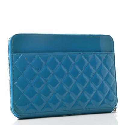 Chanel Patent Quilted Travel Case Blue 3 of 7