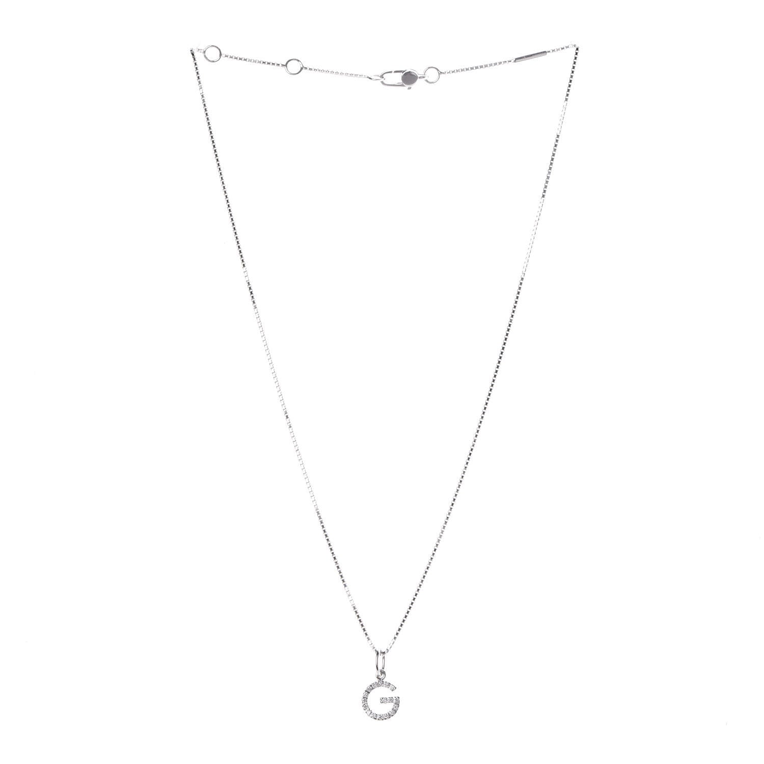 Gucci 18K White Gold Diamond G Pendant Necklace 3 of 7