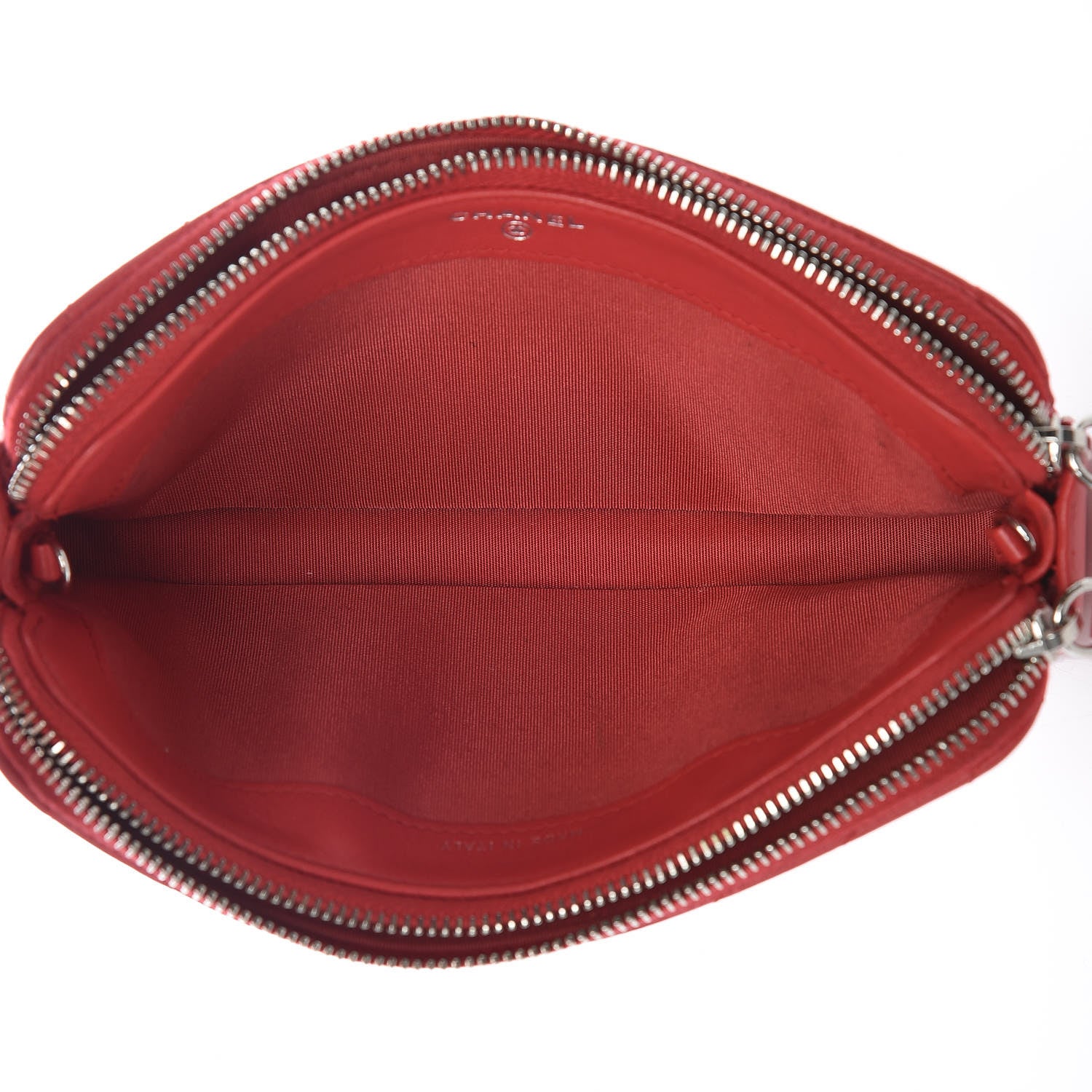Chanel Lambskin Chevron Quilted Studded Small Clutch With Chain Red 5 of 16