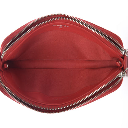 Chanel Lambskin Chevron Quilted Studded Small Clutch With Chain Red 5 of 16