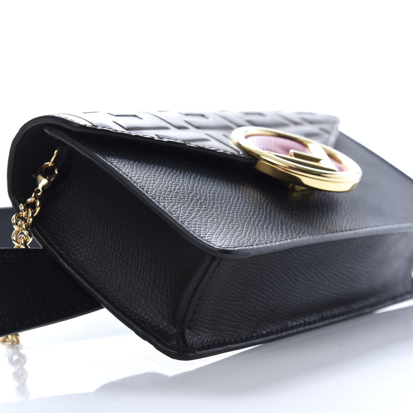 Vitello Cruise F is Fendi Bi-Color FF 1974 Embossed Envelope Belt Bag Maya Black