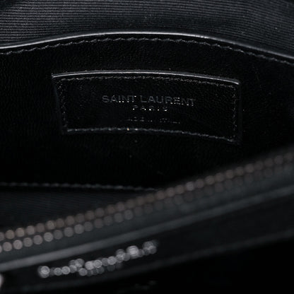 Saint Laurent Sheepskin Matelasse Chevron Monogram Medium College Bag Black 6 of 16