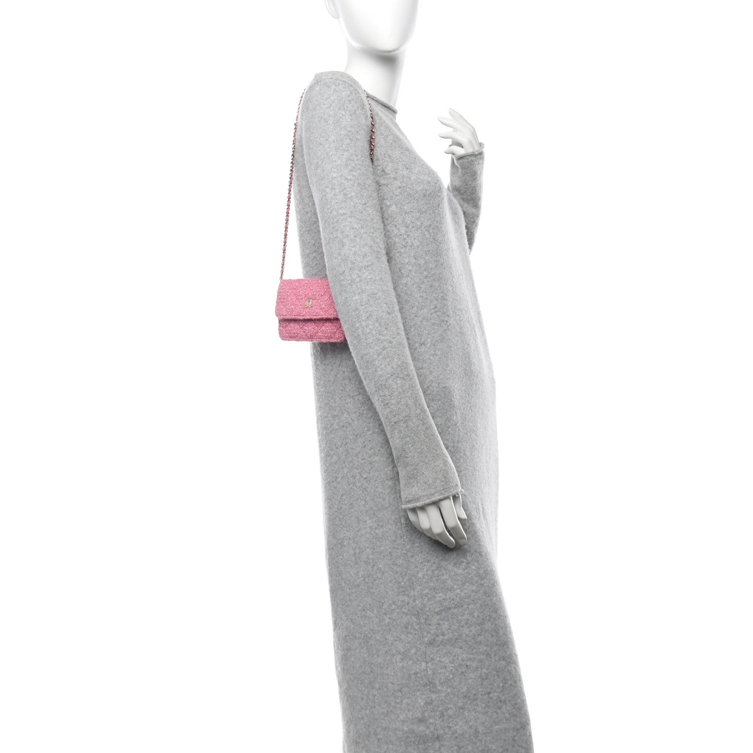Chanel Tweed Quilted Flap Chain Waist Bag Pink 2 of 11