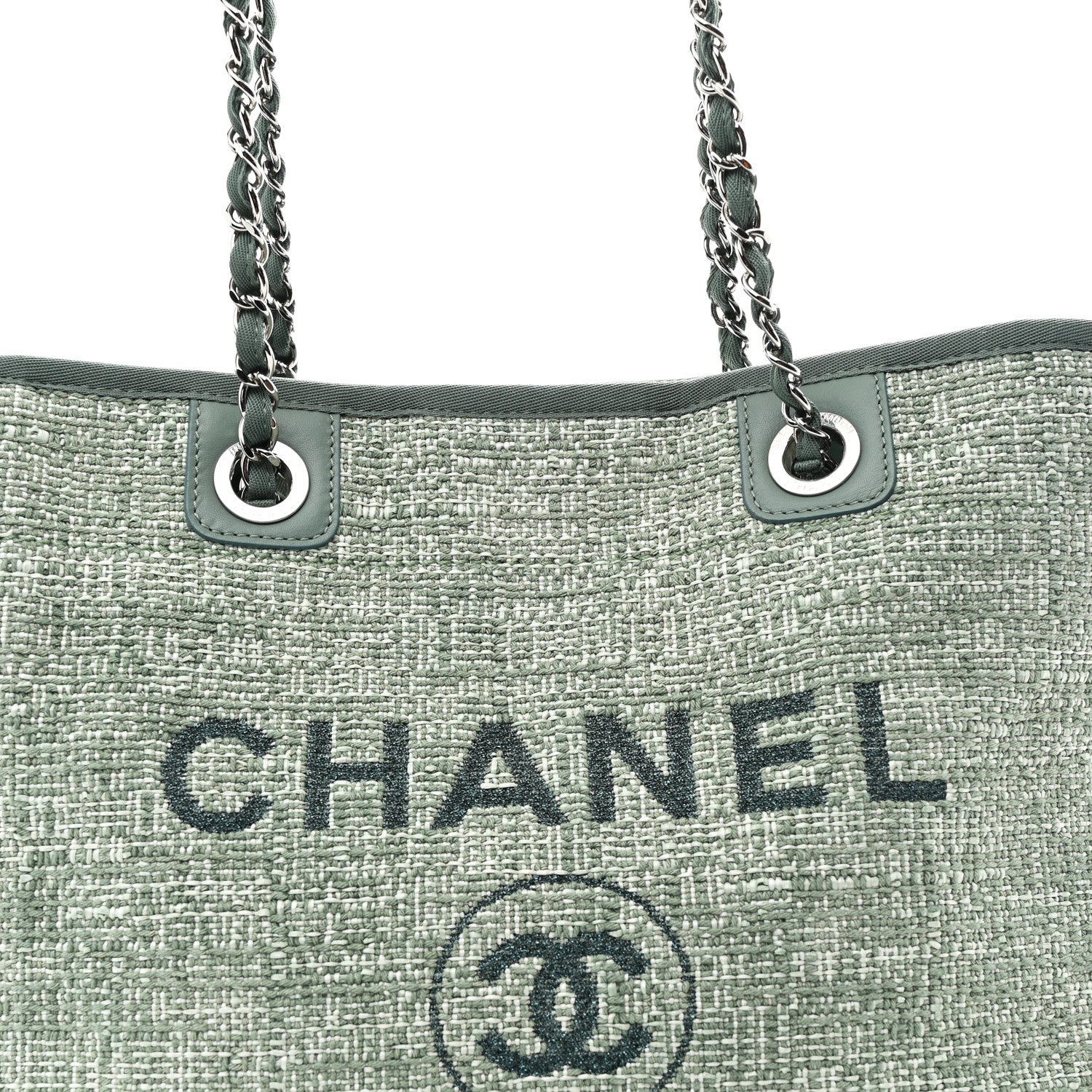 Chanel Canvas Small Deauville Tote Green 8 of 10