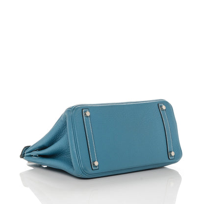 Hermes Taurillon Clemence Birkin 30 Blue Jean 5 of 28