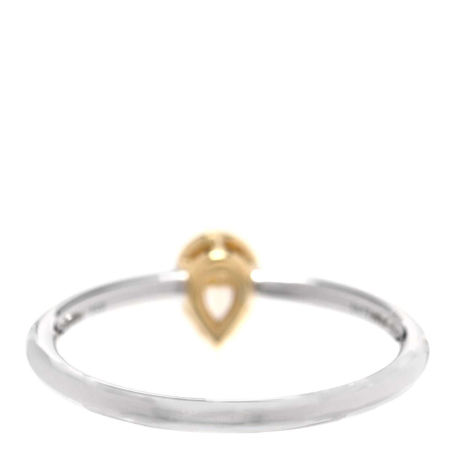Platinum 18K Yellow Gold .31ct Fancy Yellow Pear Diamond Bezet Ring 53 6.5