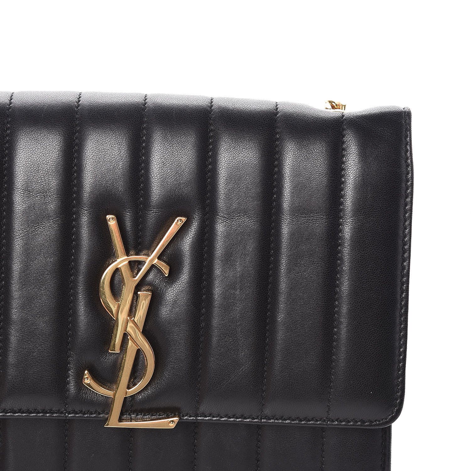 Saint Laurent Lambskin Matelasse Monogram Vicky Chain Wallet Black 14 of 14