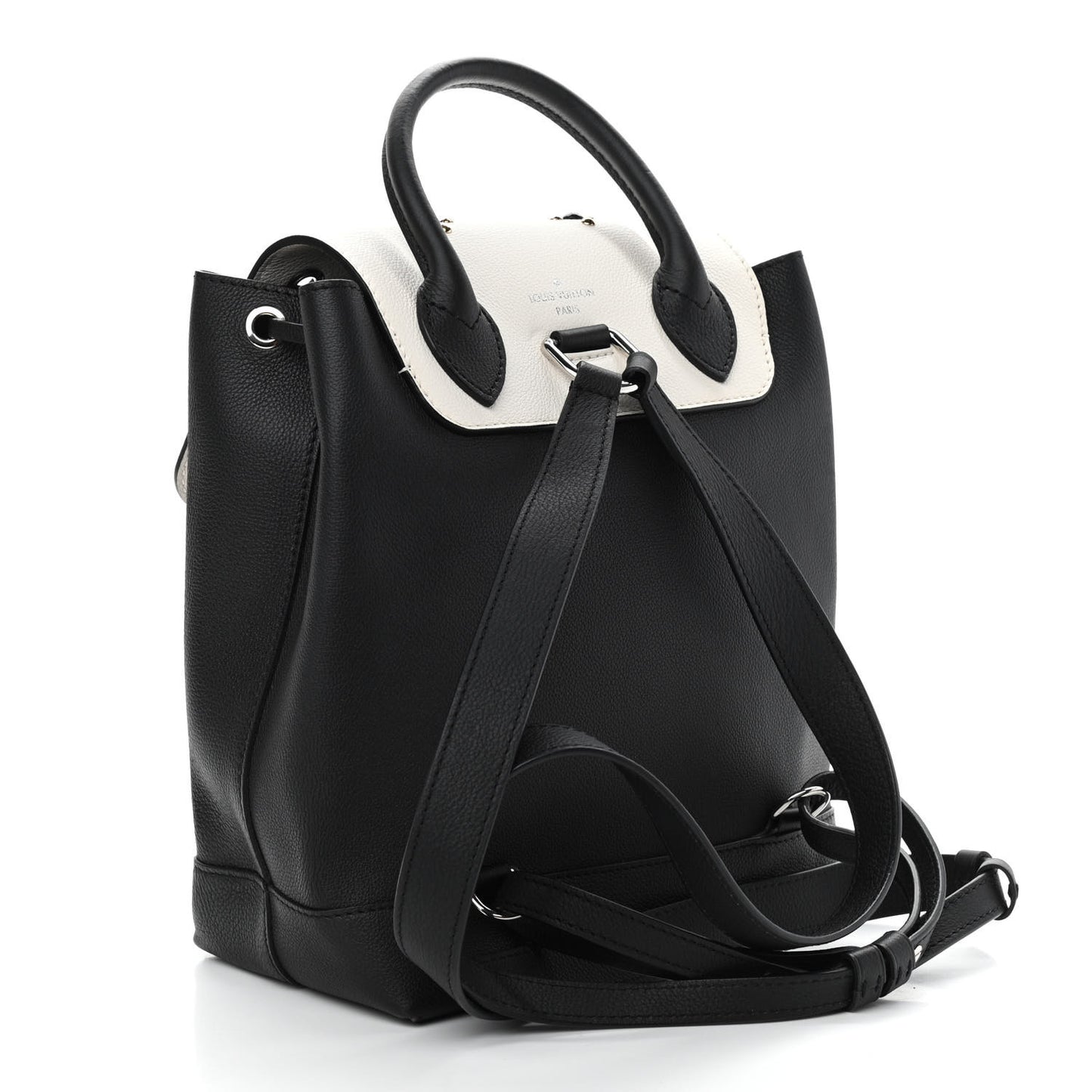 Calfskin Mechanical Flowers Lockme Backpack Black White