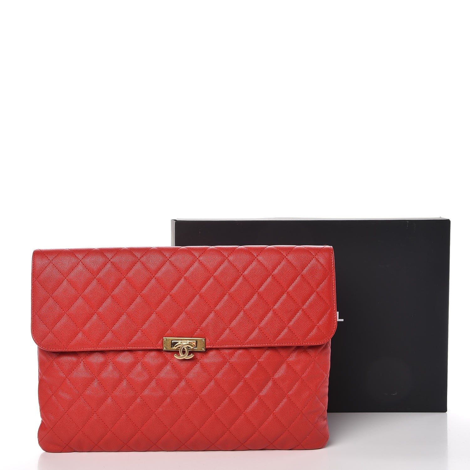 Chanel Caviar Quilted Large Golden Class Pouch Red 9 of 9