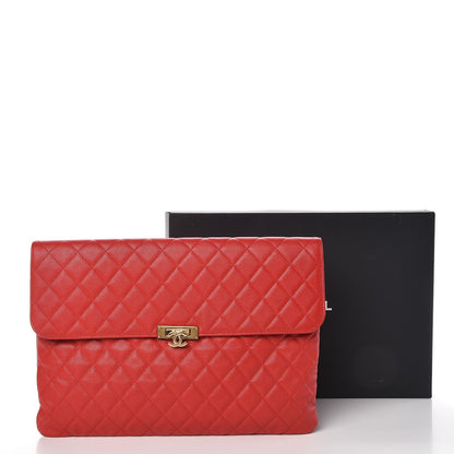 Chanel Caviar Quilted Large Golden Class Pouch Red 9 of 9