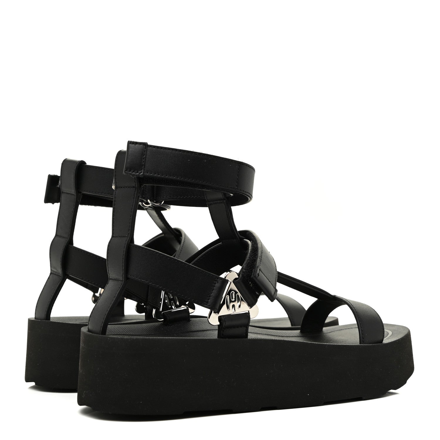 Hermes Calfskin Womens Enid Sandals 38.5 Black 5 of 8