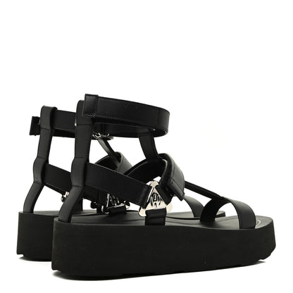 Hermes Calfskin Womens Enid Sandals 38.5 Black 5 of 8