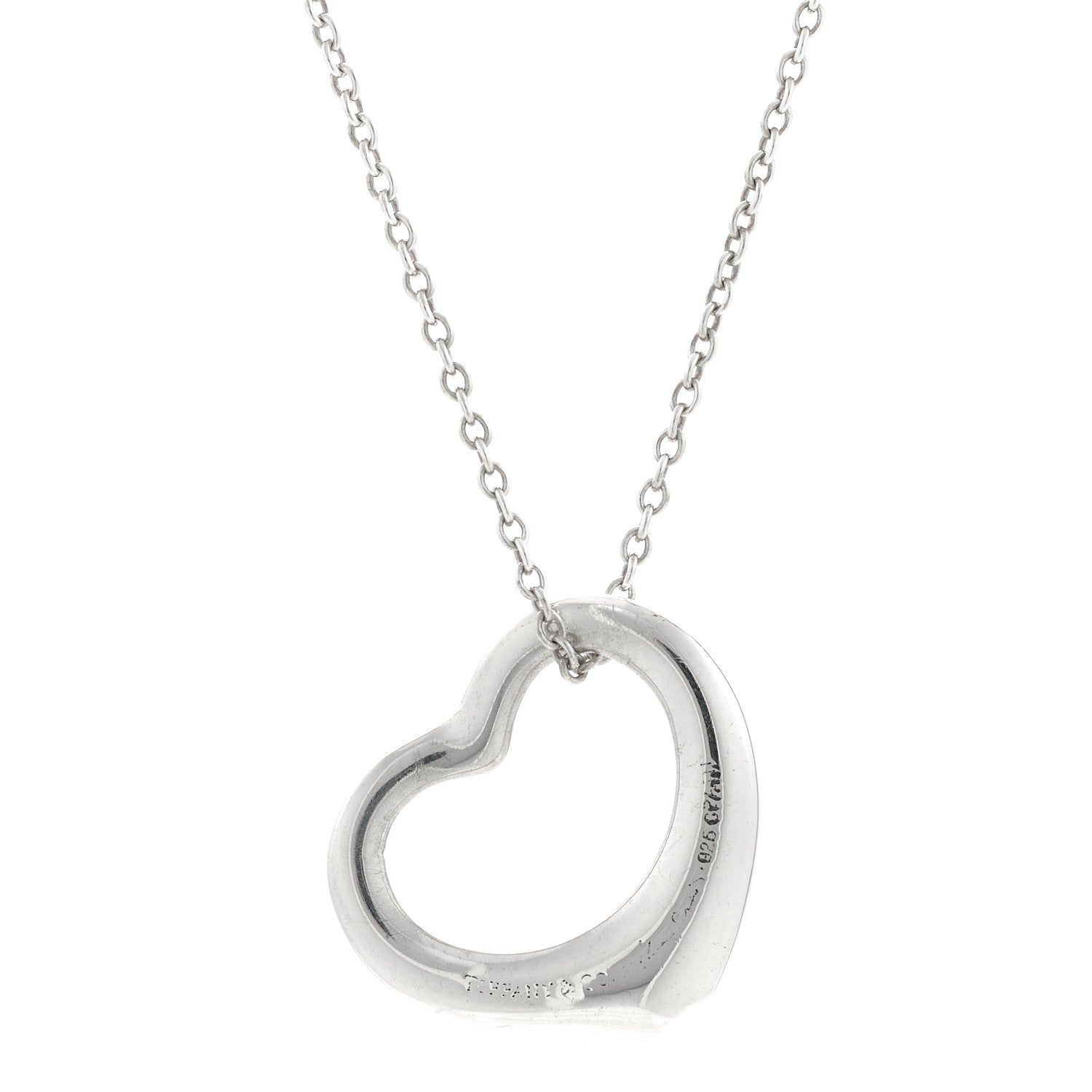 Tiffany Sterling Silver 16mm Elsa Peretti Open Heart Pendant Necklace 4 of 5