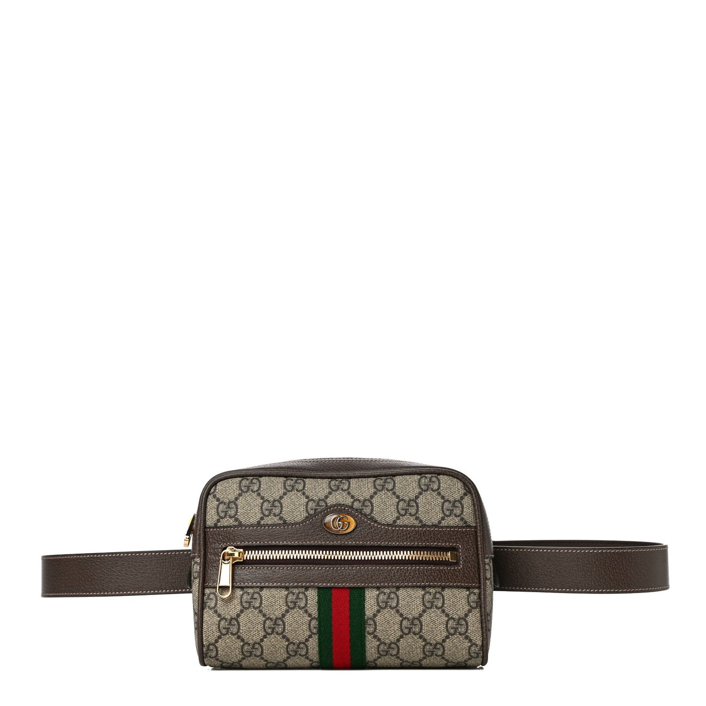 GG Supreme Monogram Web Small Ophidia Belt Bag 95 38 Dark Brown