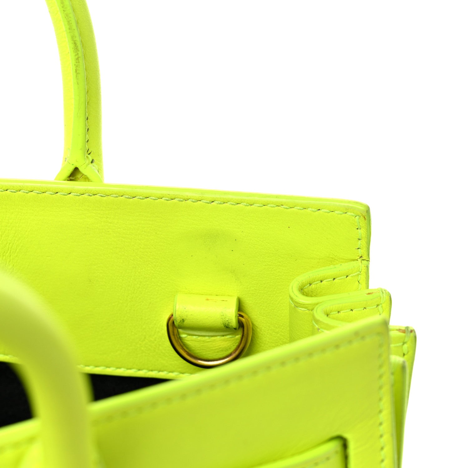 Saint Laurent Calfskin Nano Sac De Jour Neon Yellow 14 of 27