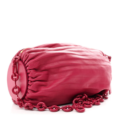 Loewe Lambskin Pleated Bracelet Pouch Chain Shoulder Bag Rouge Blossoms 2 of 10