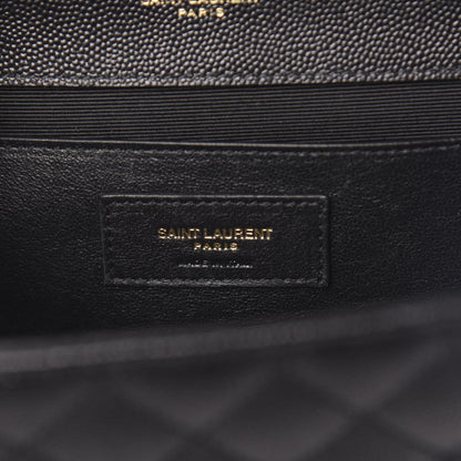 Saint Laurent Grain De Poudre Textured Mixed Matelasse Triquilt Medium Monogram Satchel Black 6 of 10