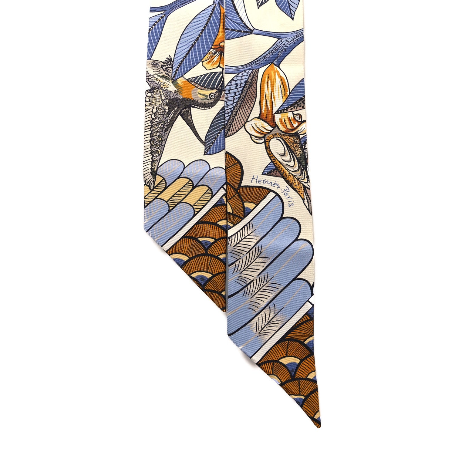 Hermes Silk Tree Of Song Twilly Creme Mauve Ocre 2 of 3