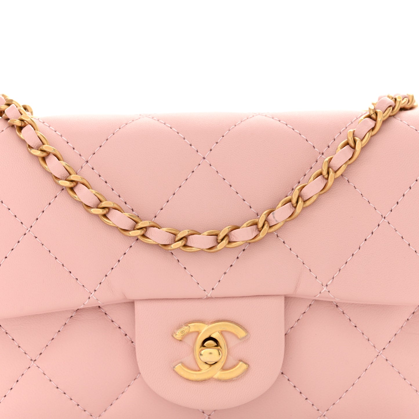 Lambskin Quilted Mini Heart Charms Flap Light Pink