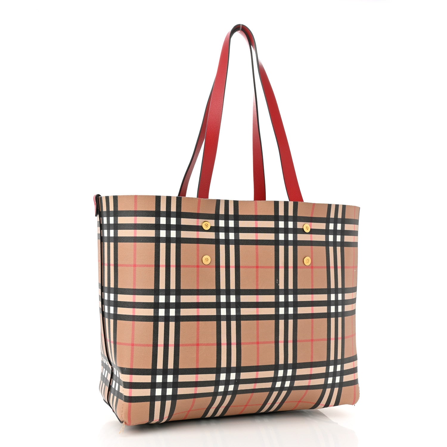Burberry Haymarket Check Small Reversible Tote Red 5 of 20