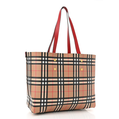 Burberry Haymarket Check Small Reversible Tote Red 5 of 20