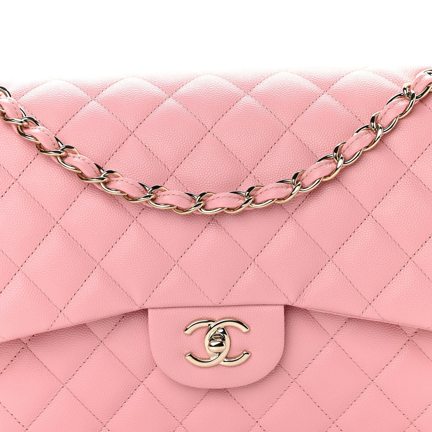 Caviar Quilted Jumbo Double Flap Pink