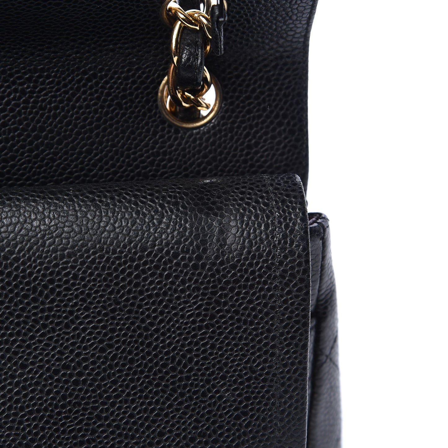 Caviar Quilted Jumbo Double Flap Black