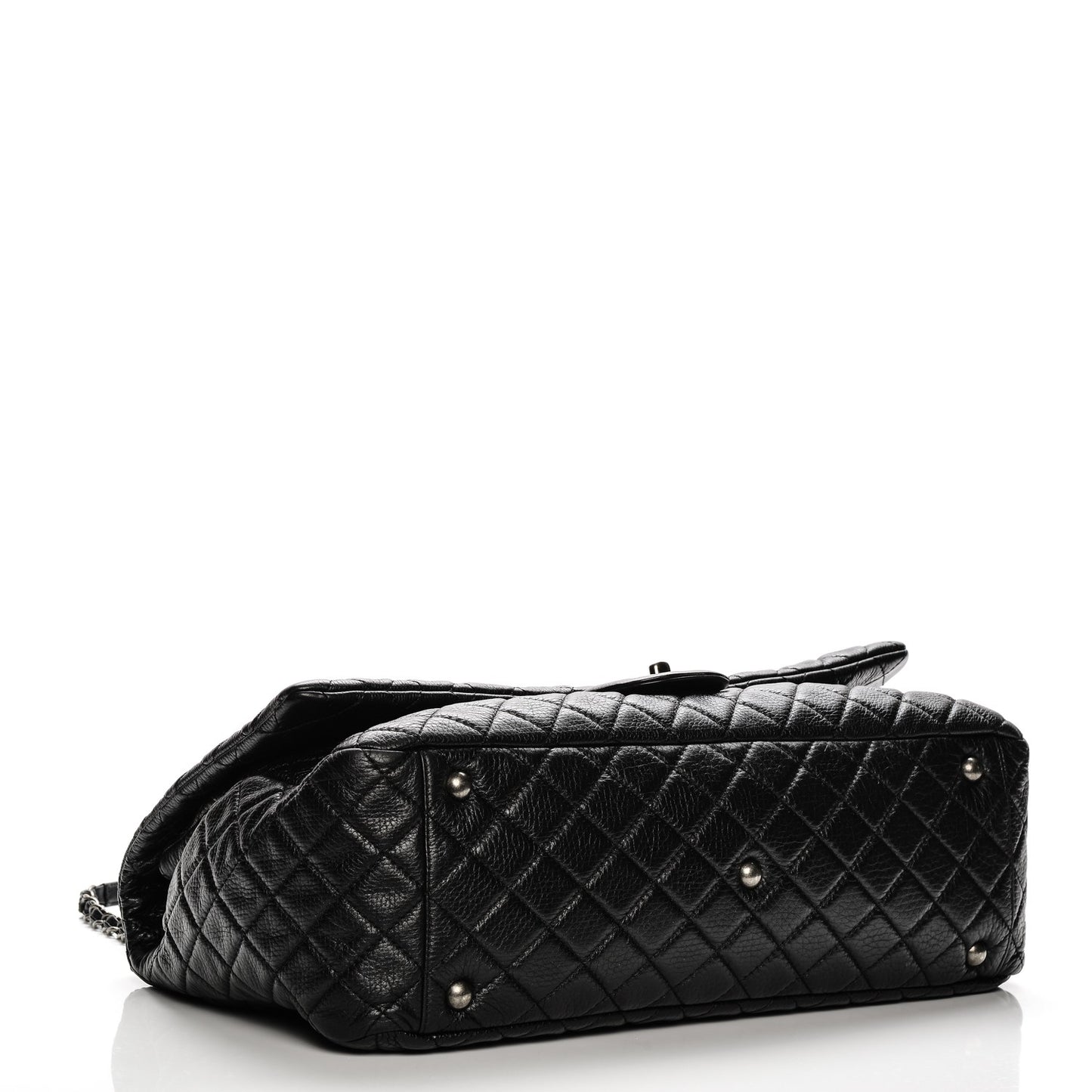 Calfskin Quilted XXL Travel Flap Bag Black