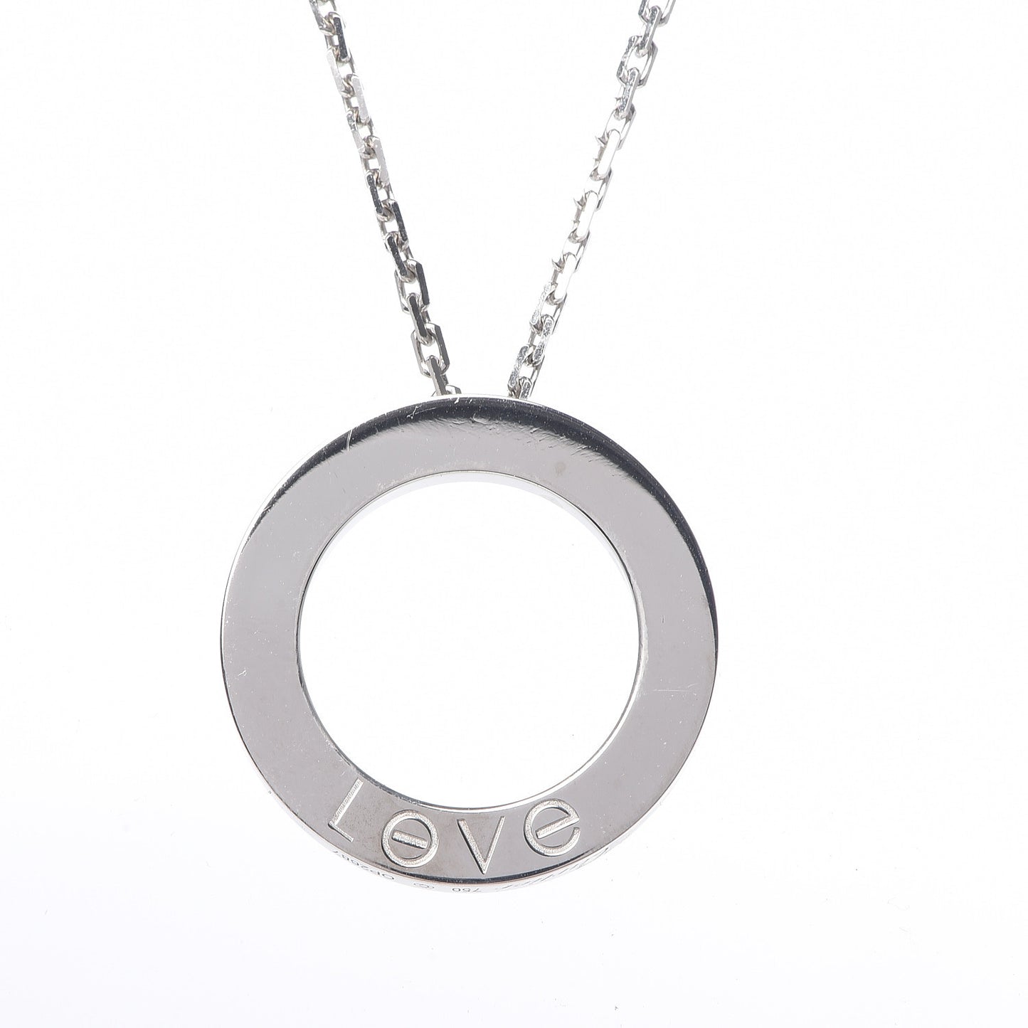 18K White Gold 3 Diamonds LOVE Pendant Necklace