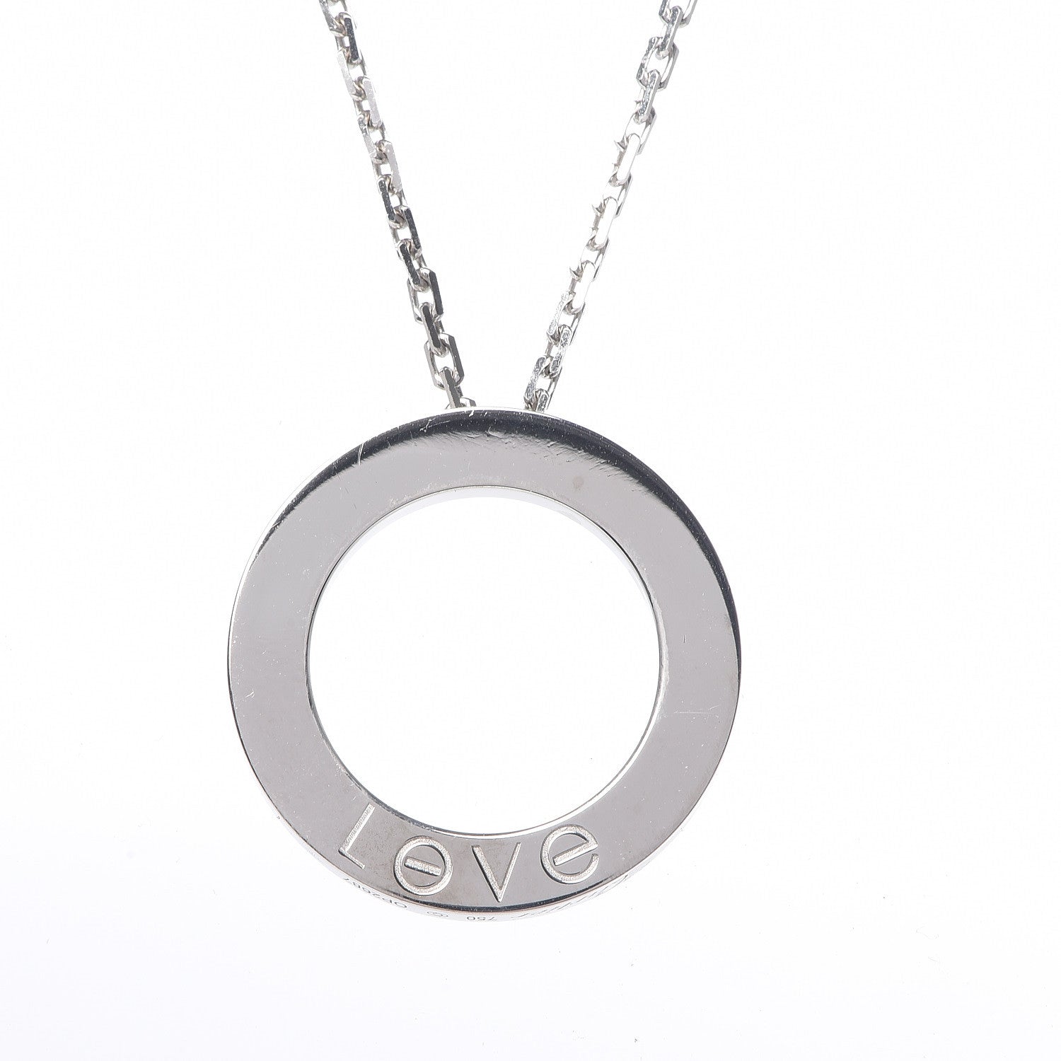 Cartier 18K White Gold 3 Diamonds LOVE Pendant Necklace 6 of 7