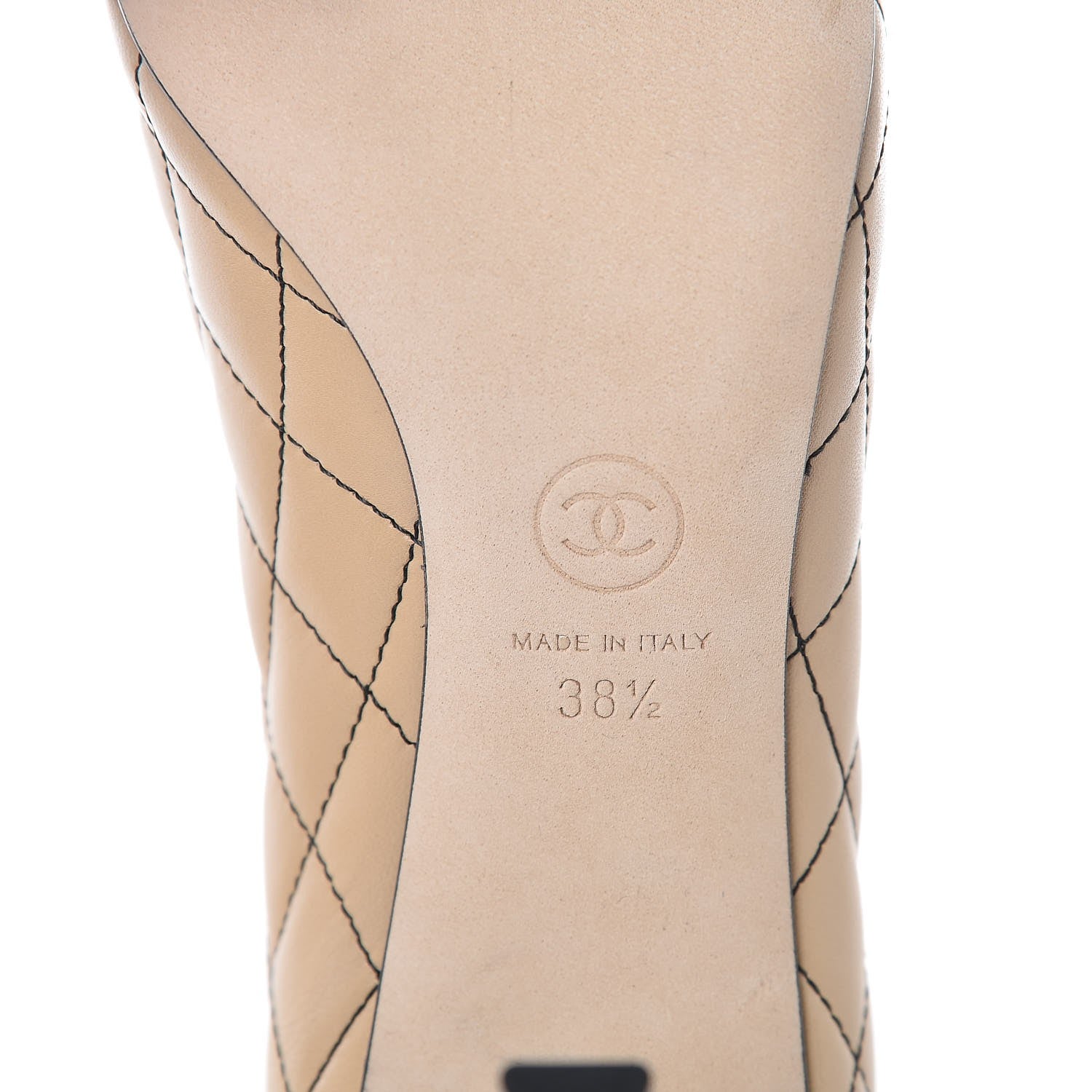 Chanel Lambskin Suede Quilted Cap Toe Pumps 38.5 Beige Black 6 of 9