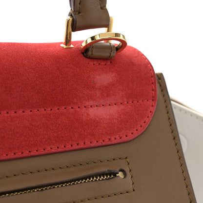 Celine Smooth Calfskin Suede Medium Tri-Color Trapeze Vermillion 14 of 20