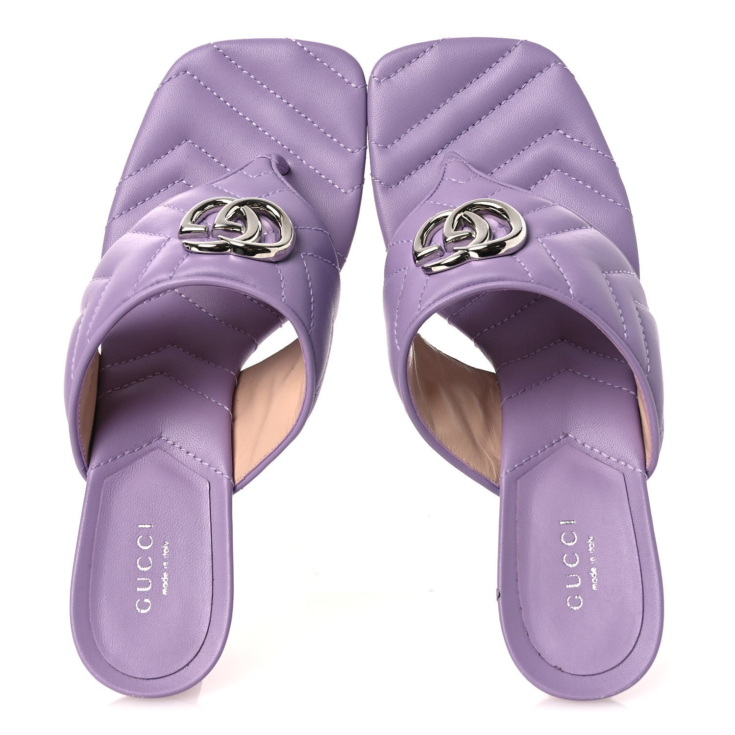 Gucci Nappa Charlotte GG Marmont 55mm Thong Sandals 38 Pale Lavander 2 of 13