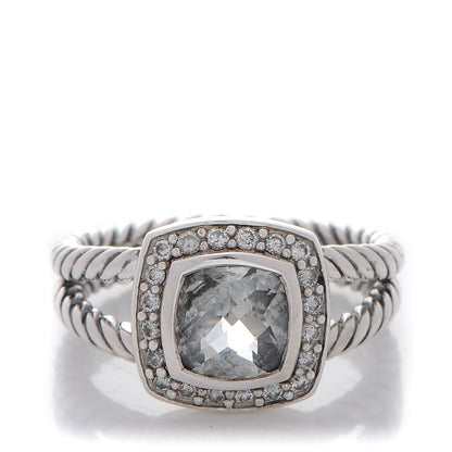 David Yurman Sterling Silver Diamond White Topaz 7mm Petite Albion Ring 52 6 1 of 5