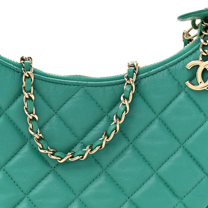 Chanel Lambskin Quilted Chain Around Hobo Green 8 of 10