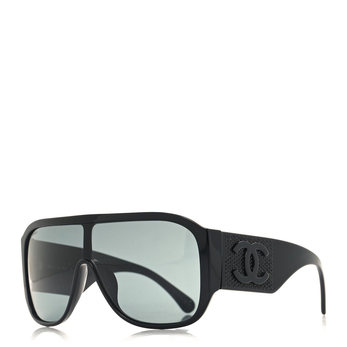Acetate Crystal CC Shield Sunglasses 5466-B-A Black