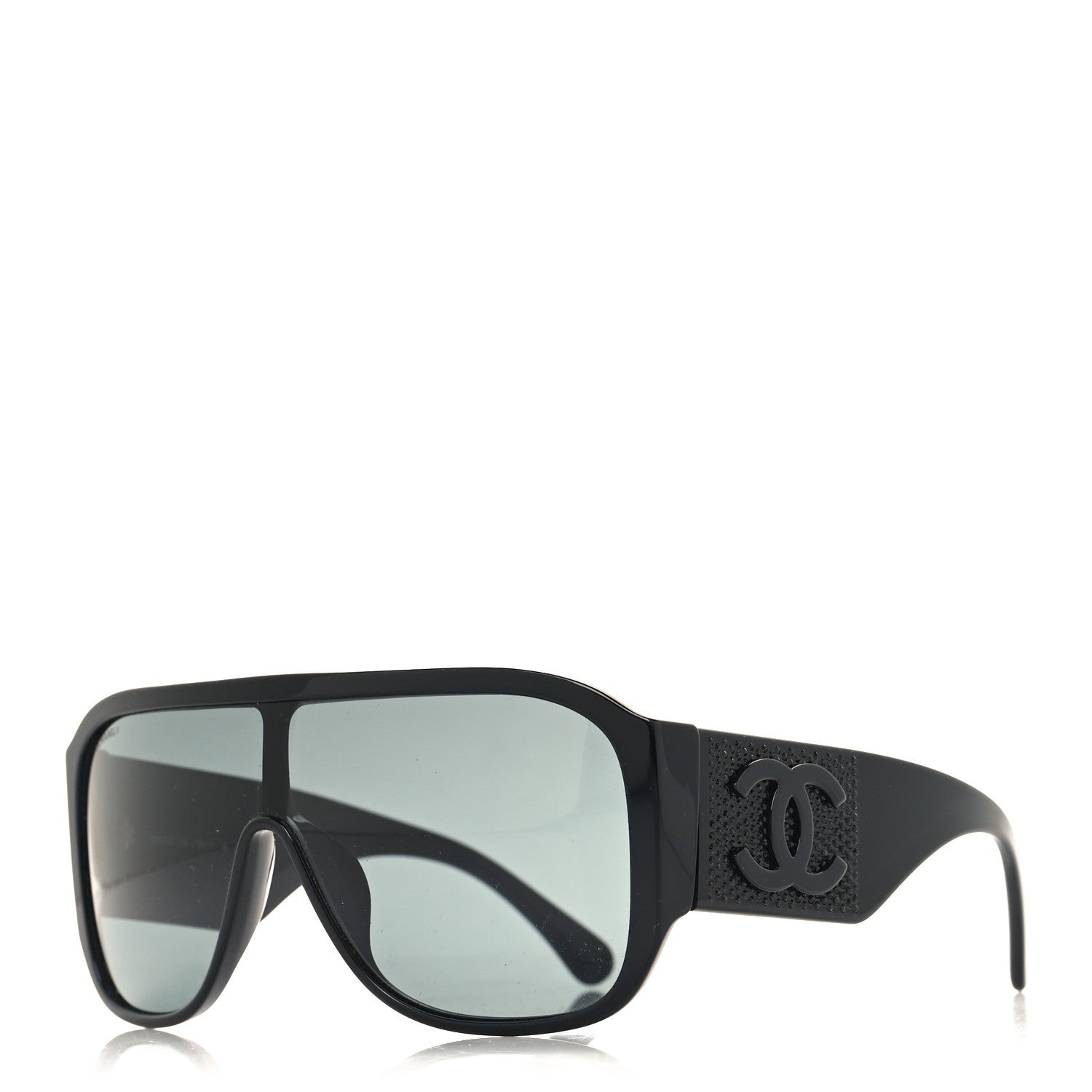 Chanel Acetate Crystal CC Shield Sunglasses 5466-B-A Black 1 of 6