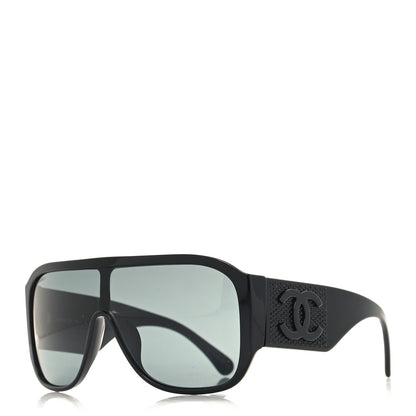 Chanel Acetate Crystal CC Shield Sunglasses 5466-B-A Black 1 of 6