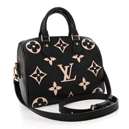 Louis Vuitton Empreinte Monogram Giant Speedy Bandouliere 25 Black Beige 3 of 9