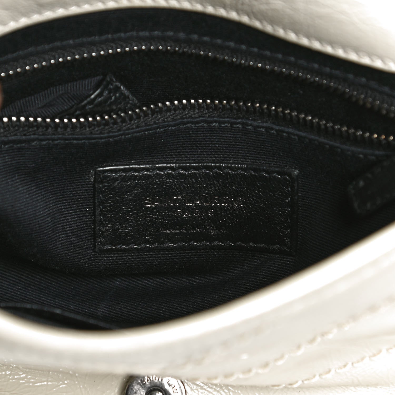 Saint Laurent Crinkled Calfskin Matelasse Monogram Niki Chain Wallet Crema Soft 6 of 15